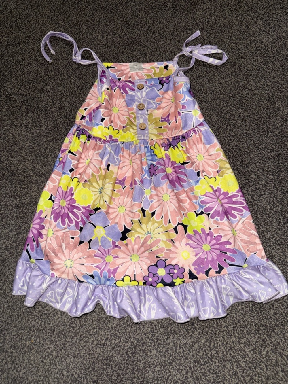 Boutique Girls Floral Sundress Purple Pink Tie Strap Dress